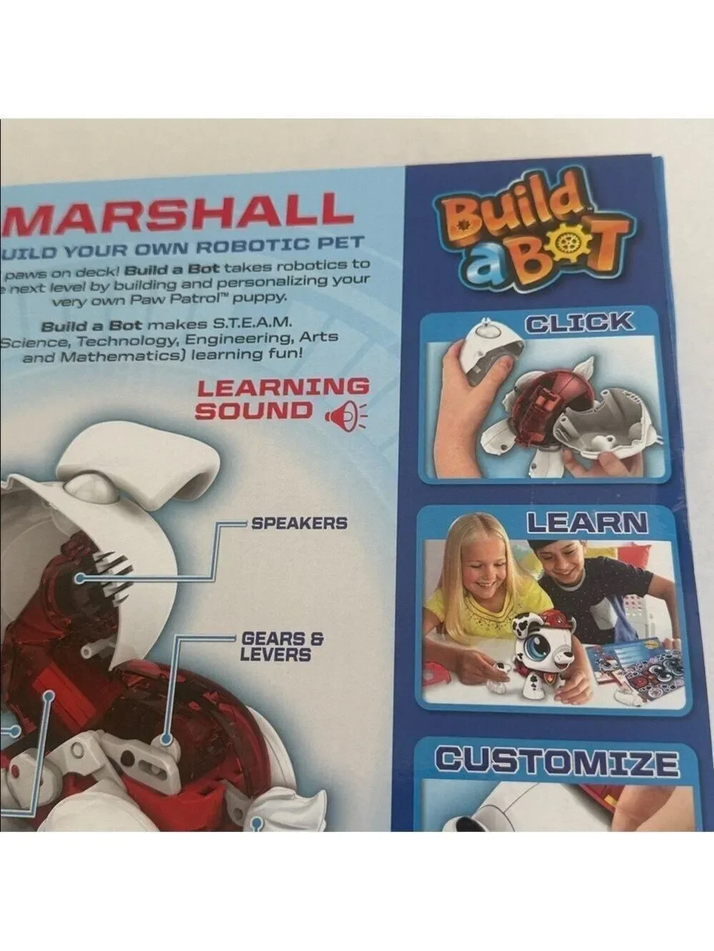Nickelodeon Paw Patrol Marshall Build-a-Bot Robotic Pet Steam Toys Kids 3-10Y
